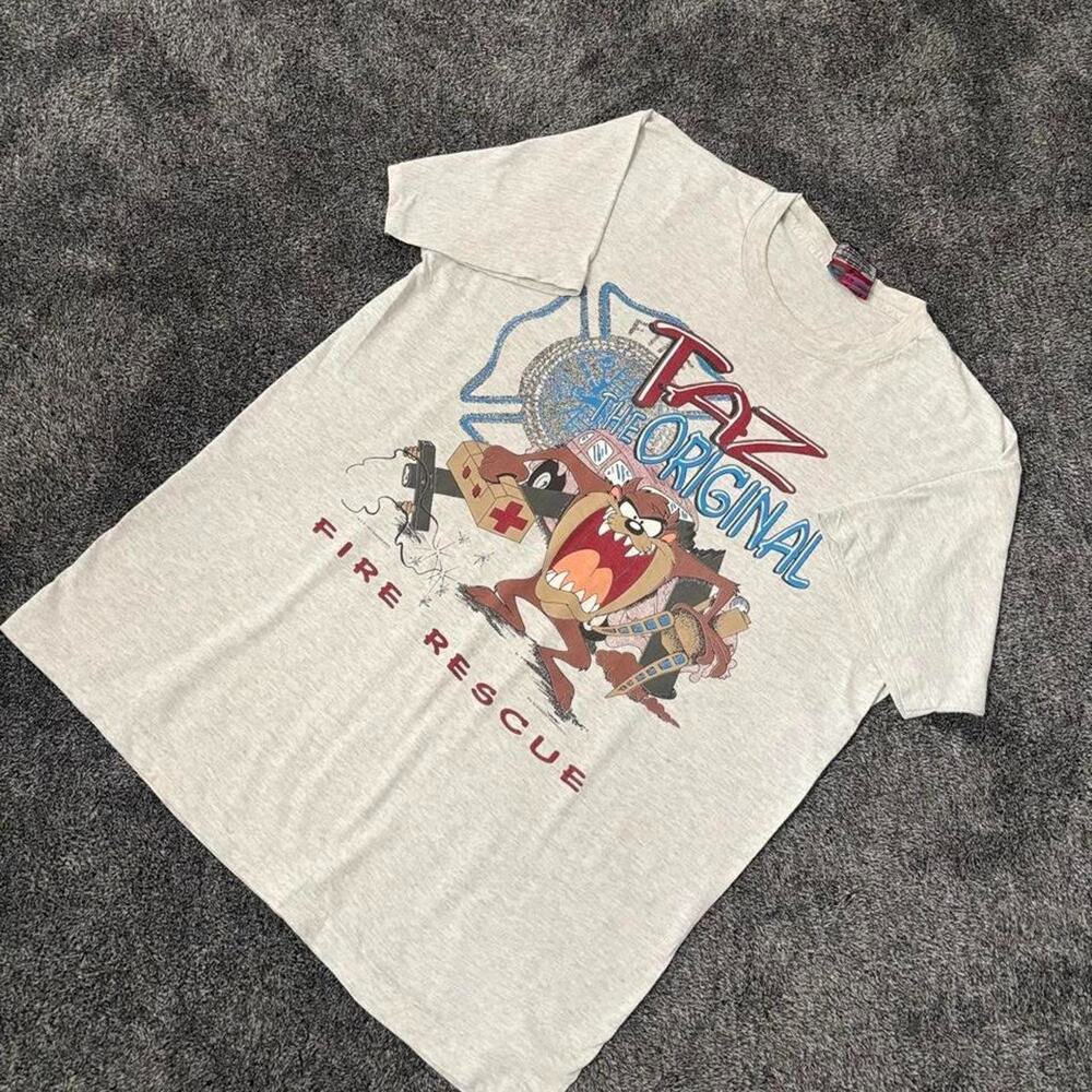 Vintage 93 Taz The Original Fire Rescue T-shirt Single Stitch Made In USA Sz XL